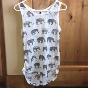 White Tank with Elephant Pattern